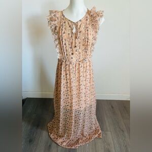 Peach Lace Boho Maxi Dress